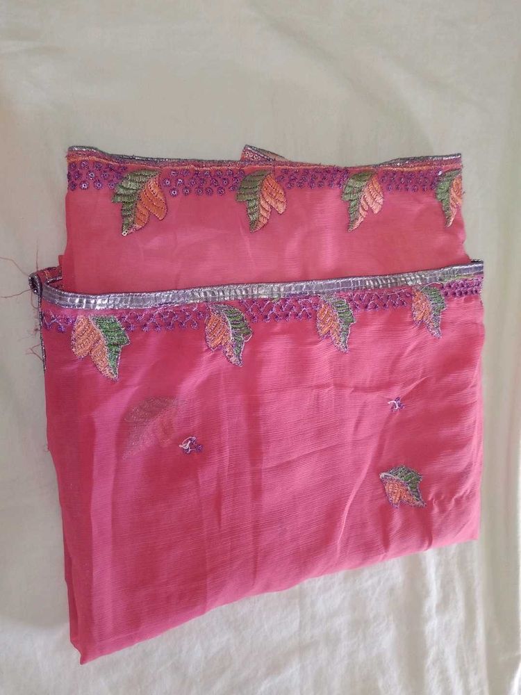 Beautiful Pink Embroidered Saree
