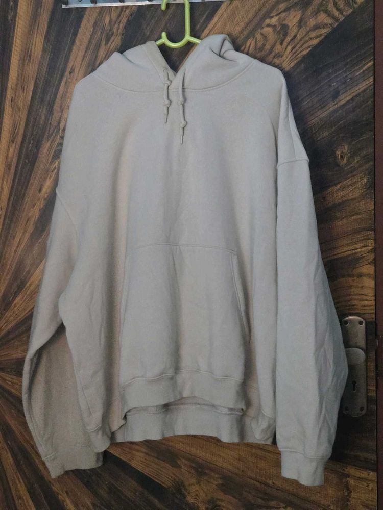 ​H&amp;M Beige Oversized Fleece Hoodie