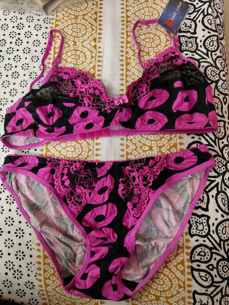 Pink &amp; Black Bra Set