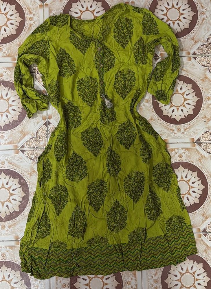 Green Printed Kurta