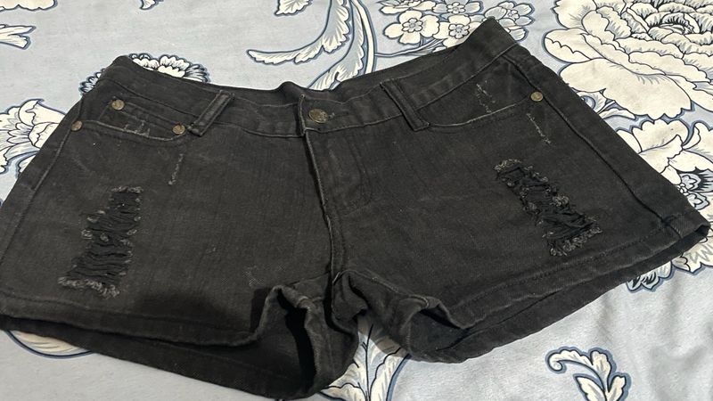 Black Denim Shorts