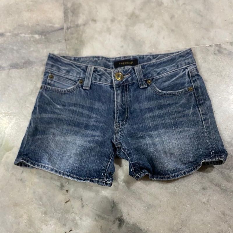 Washed Denim Shorts