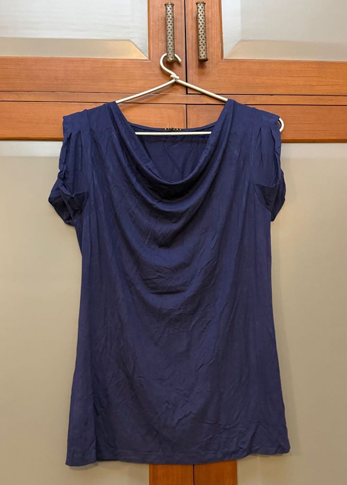 navy deep neck top
