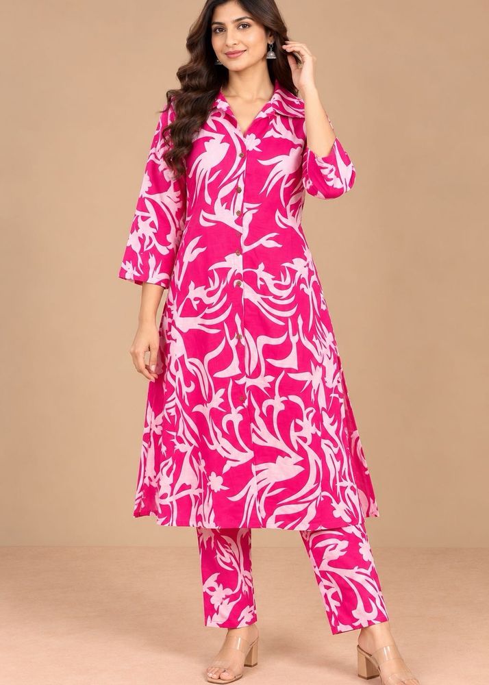 Vibrant Pink Floral Kurta Set