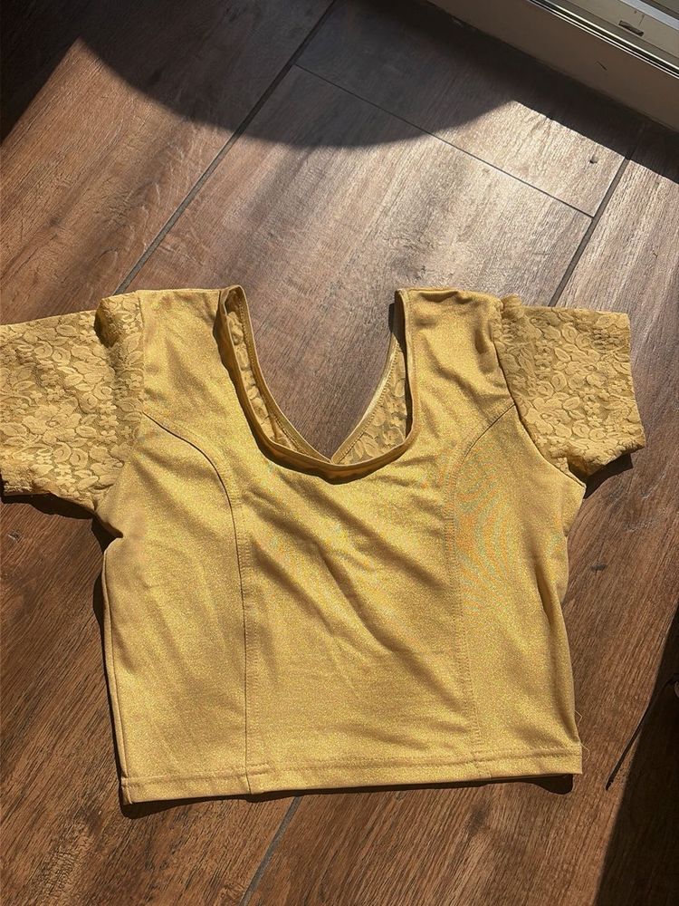 Golden Slip On Saree Blouse