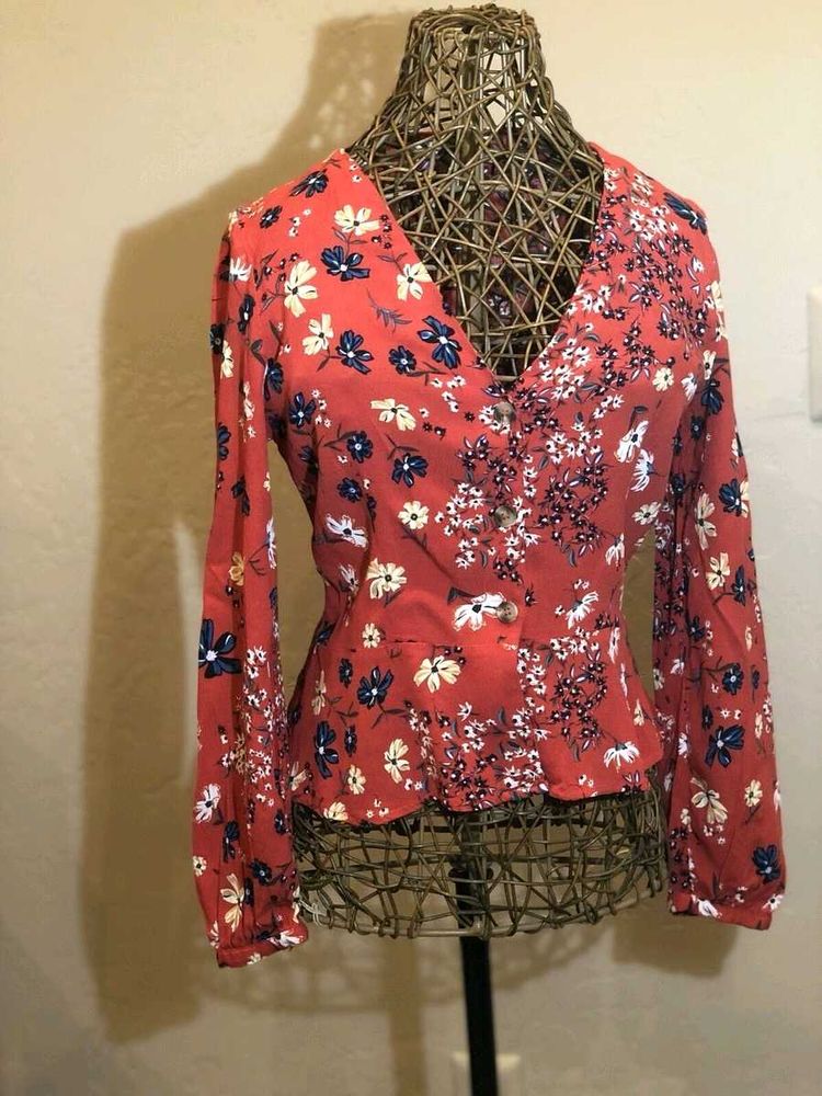 Floral Print Button-Up Blouse
