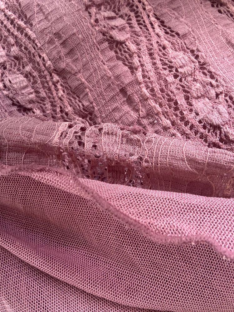 purple hue lace detail shirt