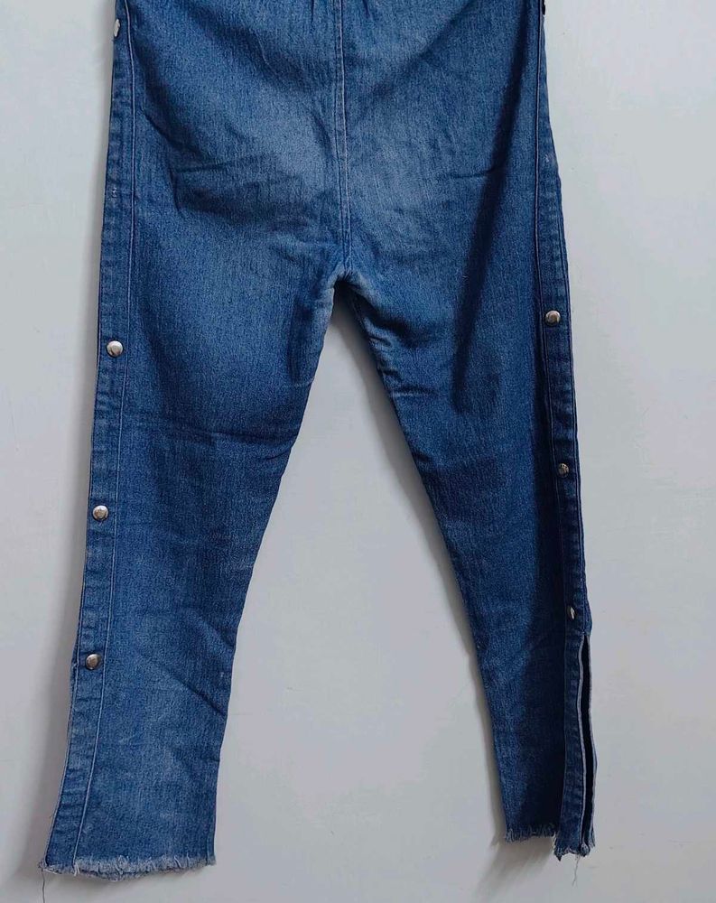 Blue Denim Jeans with Snap Button Details