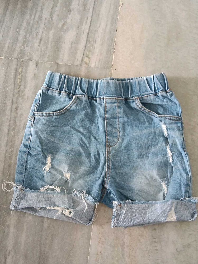 2 unisex Distressed Denim Shorts