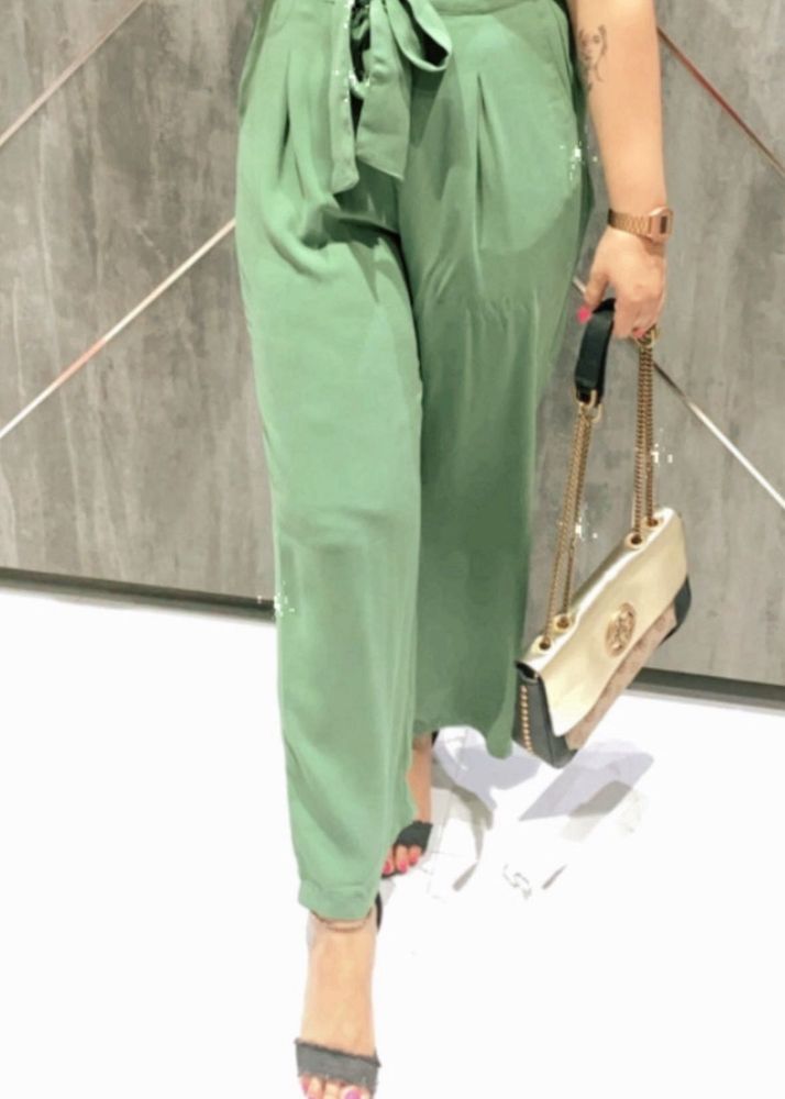 Stylish Green Wide Leg Pants