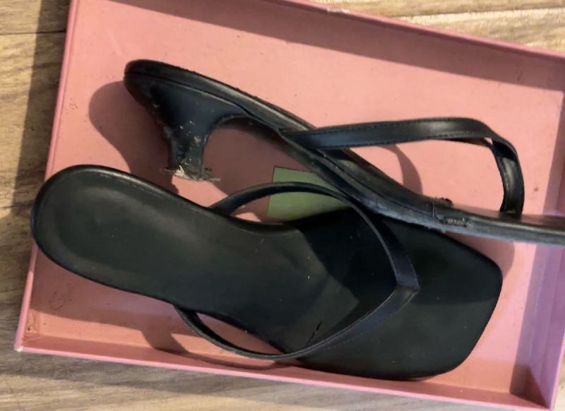 Black Thong Heel Sandals