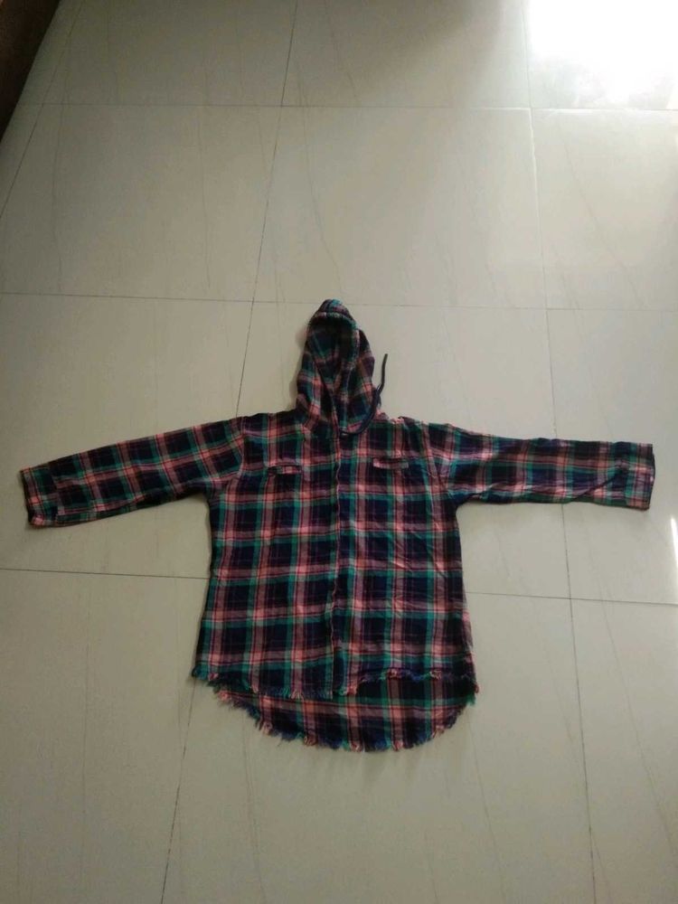 Checked Hoodie Shirt