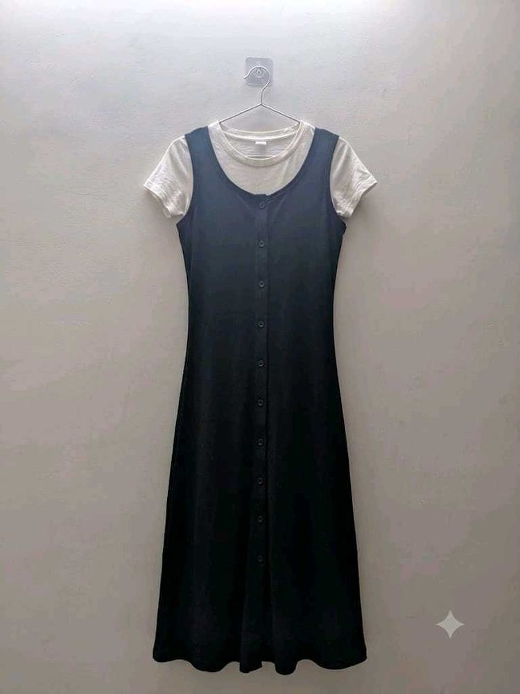 Button-Up Midi Dress with T-Shirt