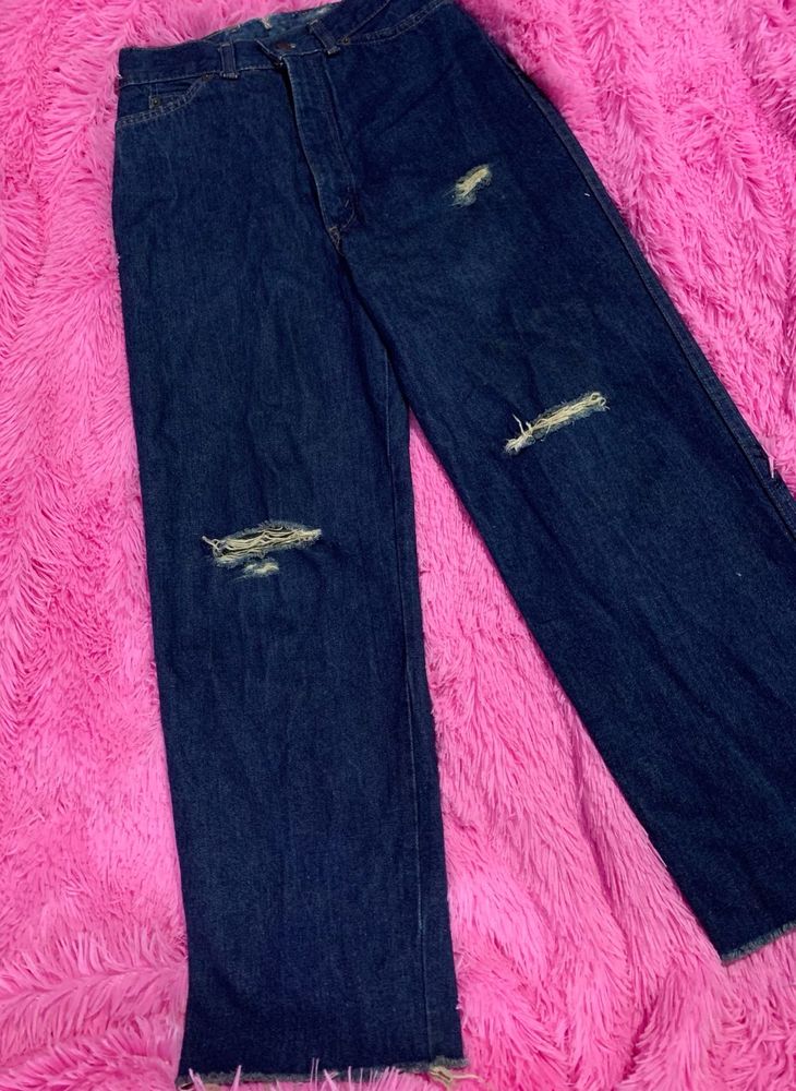 Ripped Dark Wash Denim Jeans