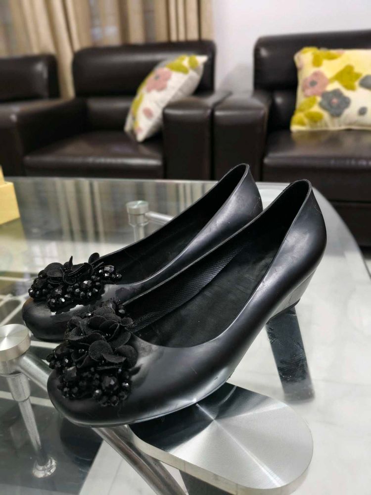 Elegant Black Embellished Heels
