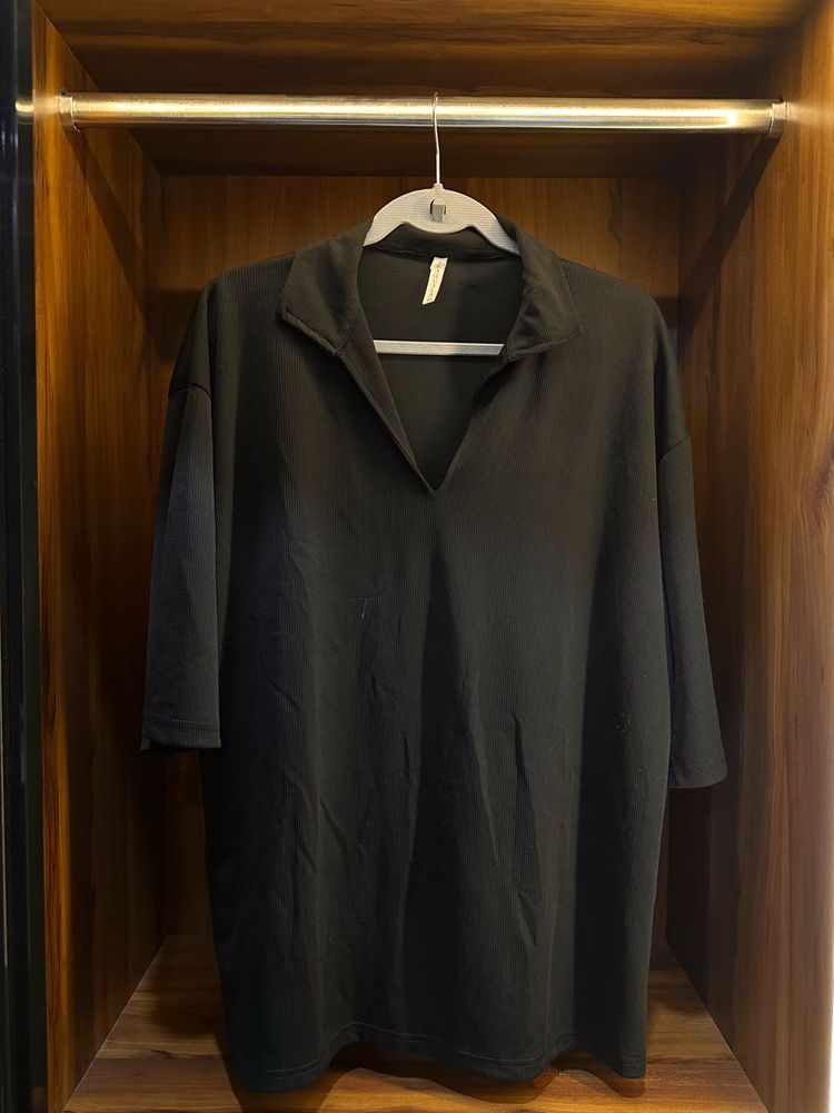 Black V-Neck Polo T-Shirt