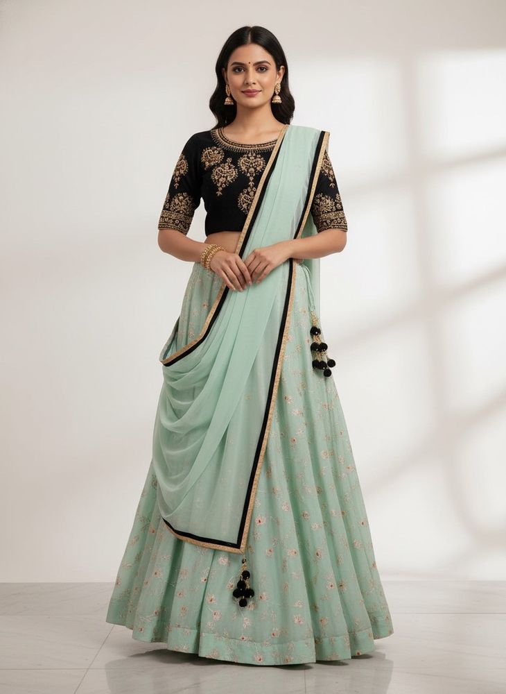 Elegant Mint Green Lehenga choli set