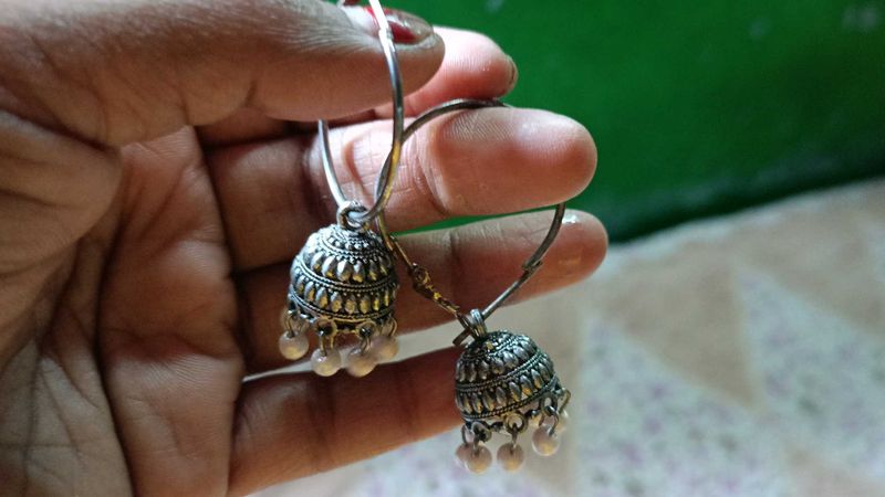 Oxidized Jhumka Earrings
