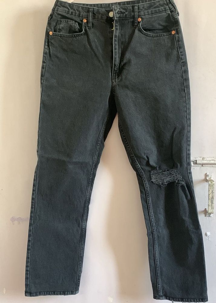 Distressed Black Denim Jeans