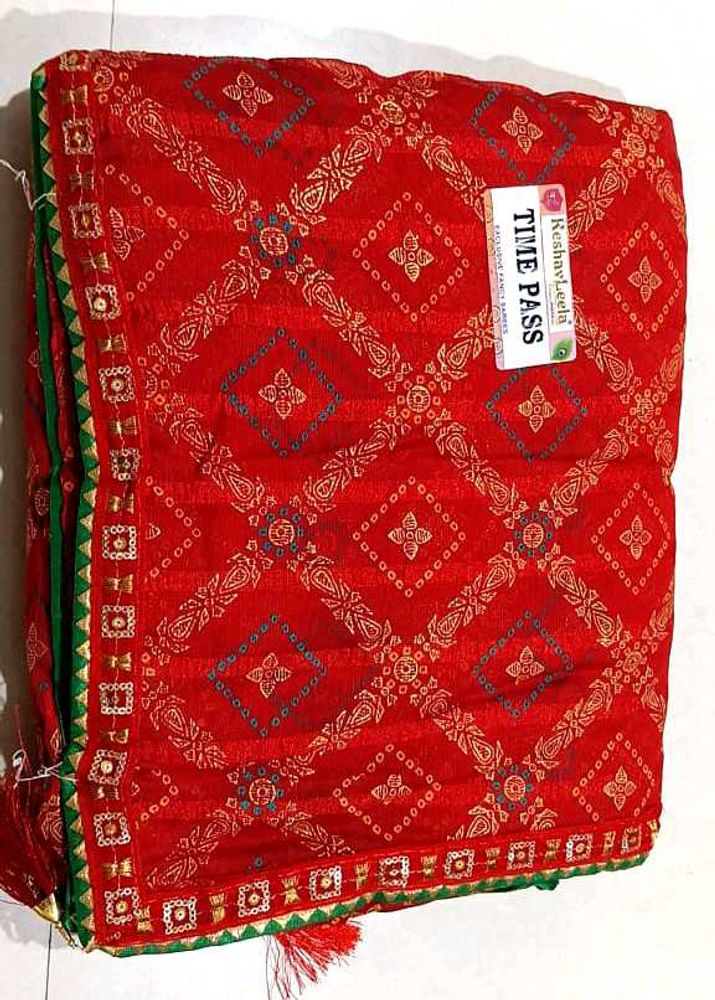 Beautiful Red Bandhani Saree