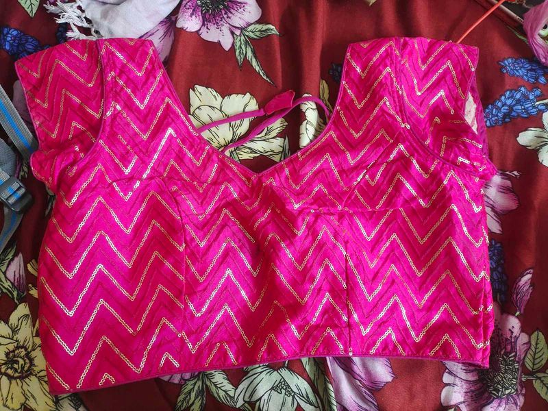 Vibrant Pink Zigzag Sequin Blouse
