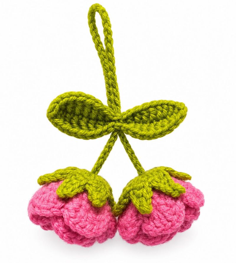 Handmade Crochet Twin Rose Hanging Charm