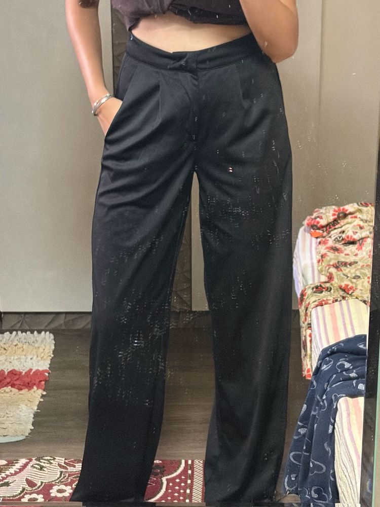 Chic Black Korean Wide-Leg Pants For Tall Women