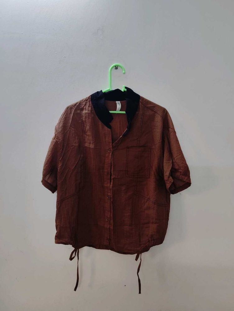 Retro Brown Button-Up Shirt