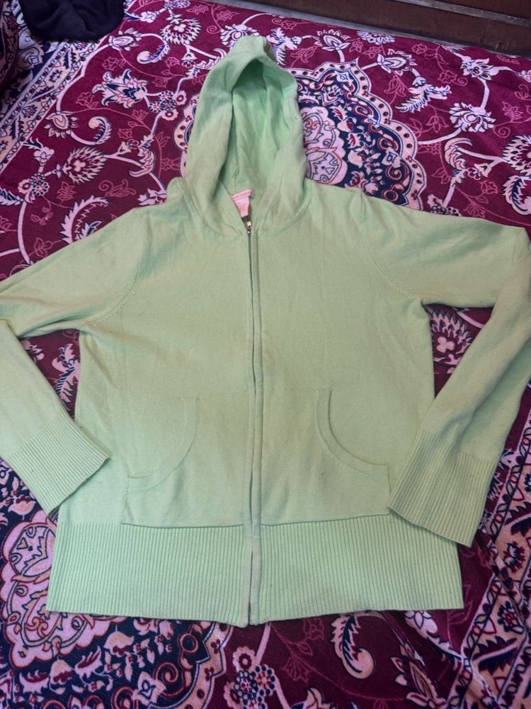 Green Zip-Up Sweater