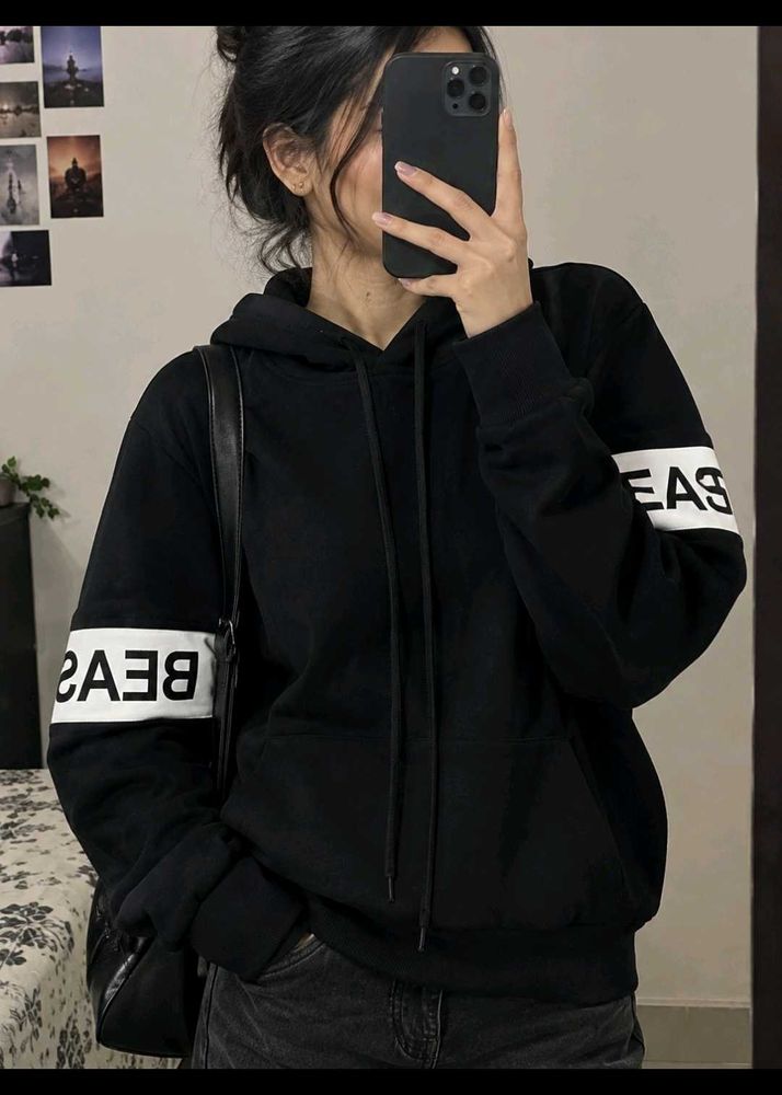 Black Hoodie with "BEAS" Detail