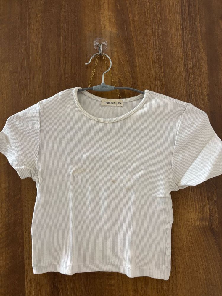 Cute Ribbed Cropped T-Shirt