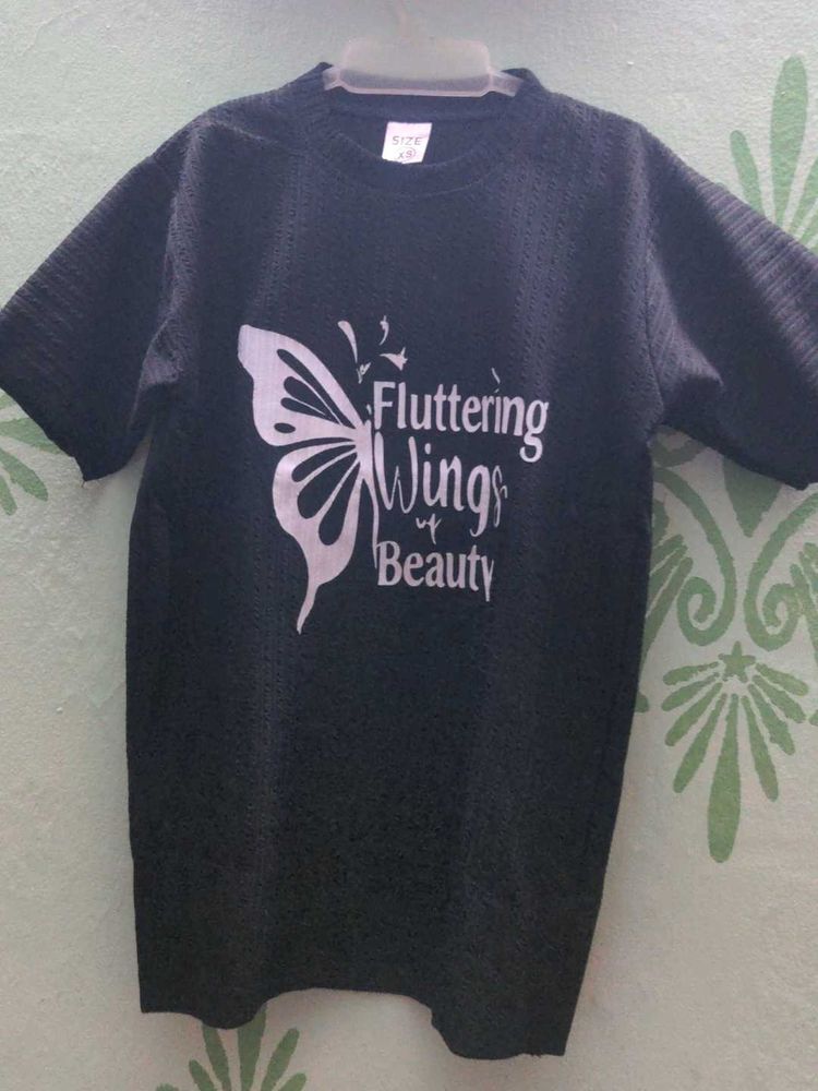 Black T-Shirt with Butterfly Graphic