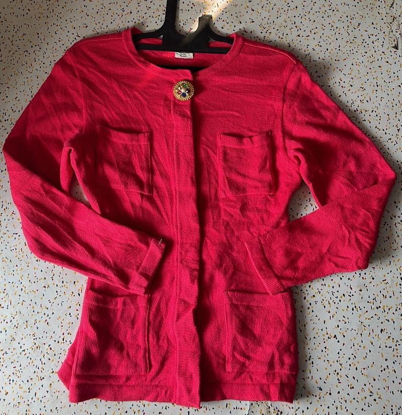 Vintage Red Knit Cardigan