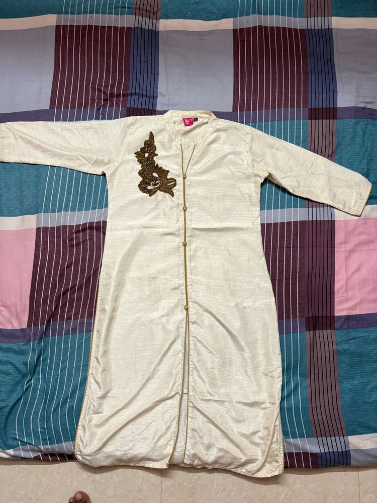Elegant Cream Kurta with Embellishment