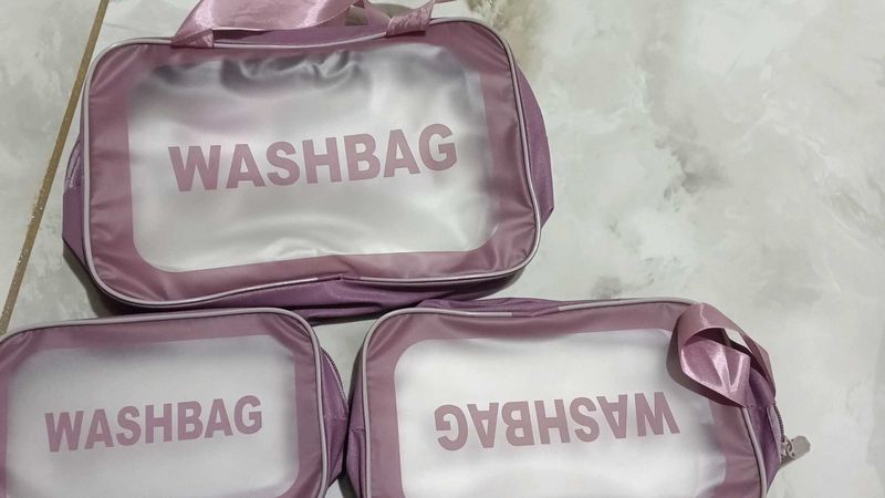 Set of 3 Clear Wash Bags