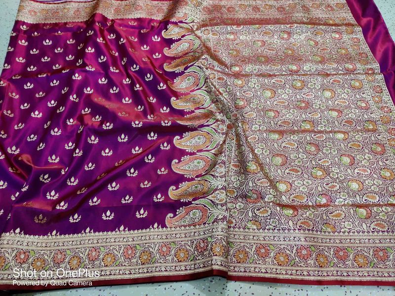 Banarsi Katan Silk Mina Fari Pallu Border