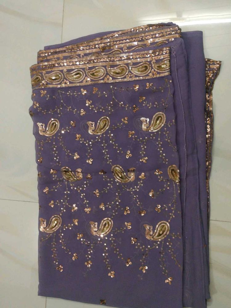 Lavender &amp; Gold Embroidered Saree