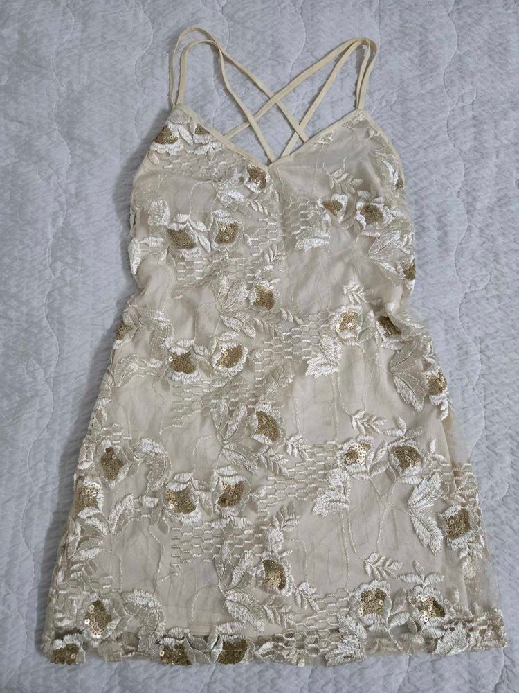 forever21 Embroidered Sheer Dress bust 32