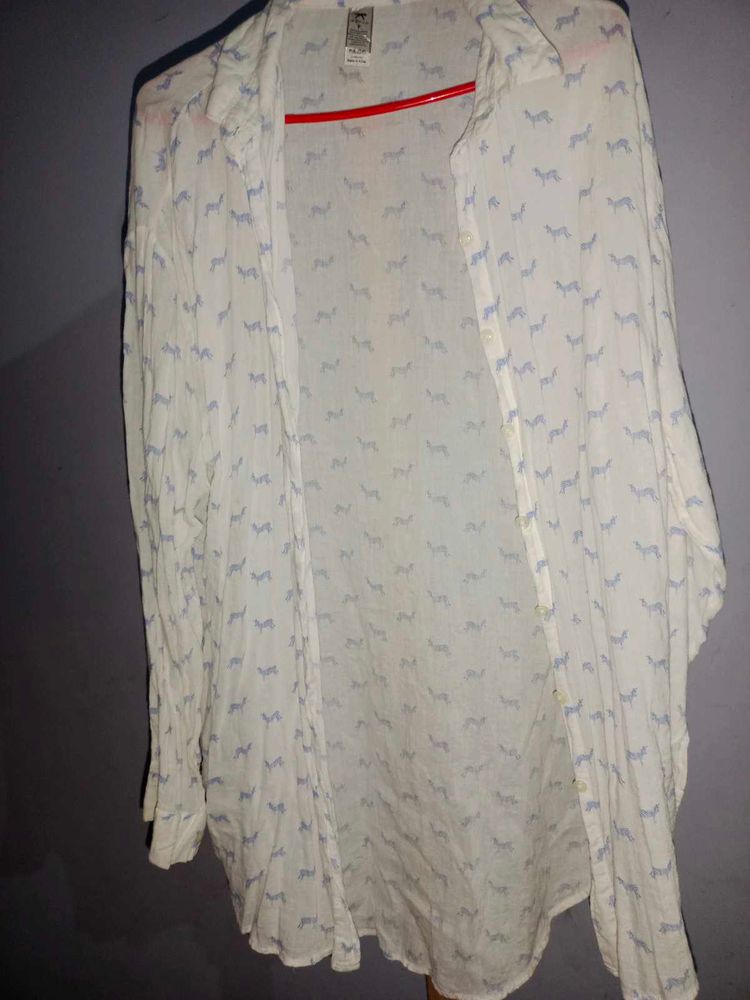 white shirt with zebra print