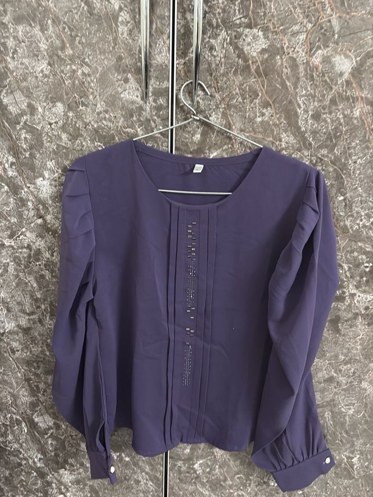 Elegant Purple Puff Sleeve Top😍