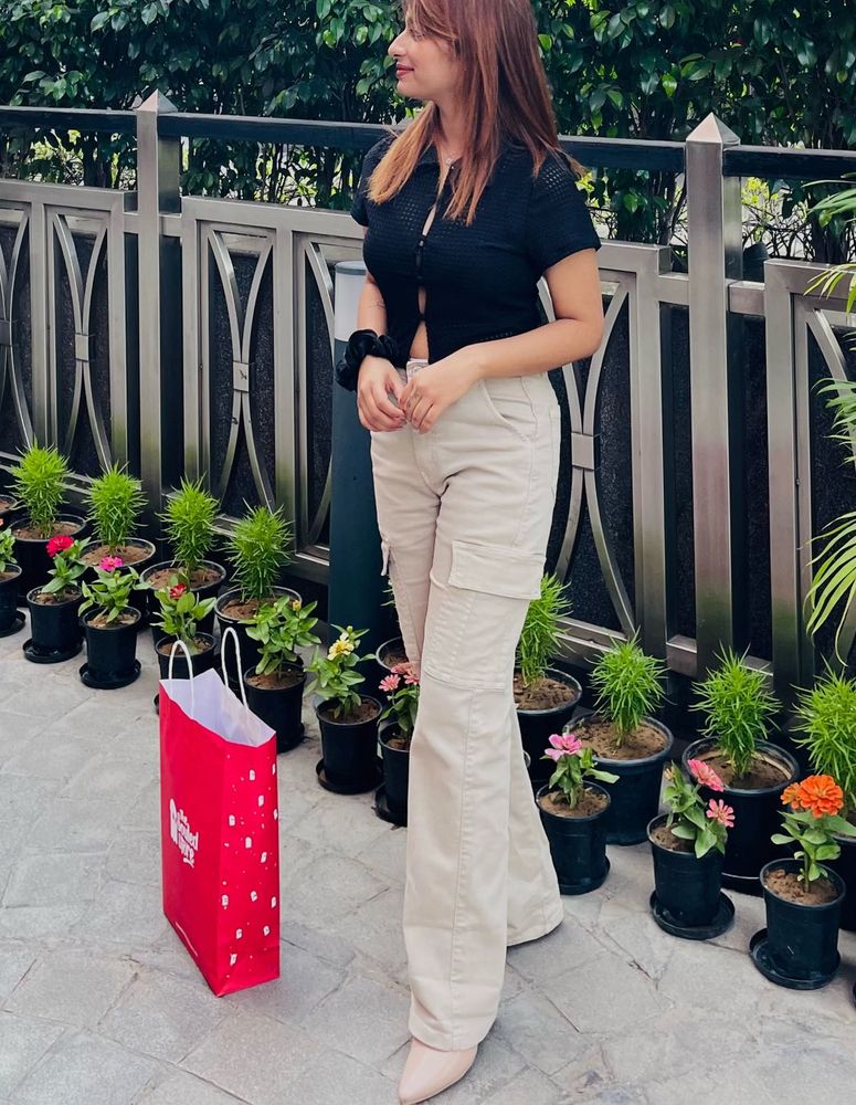 Beige Cargo Jeans