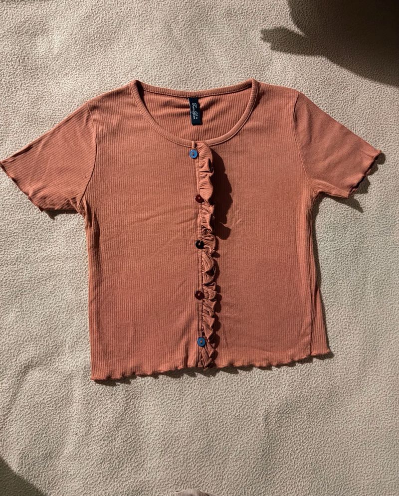 Cute Ruffled Button-Up Top