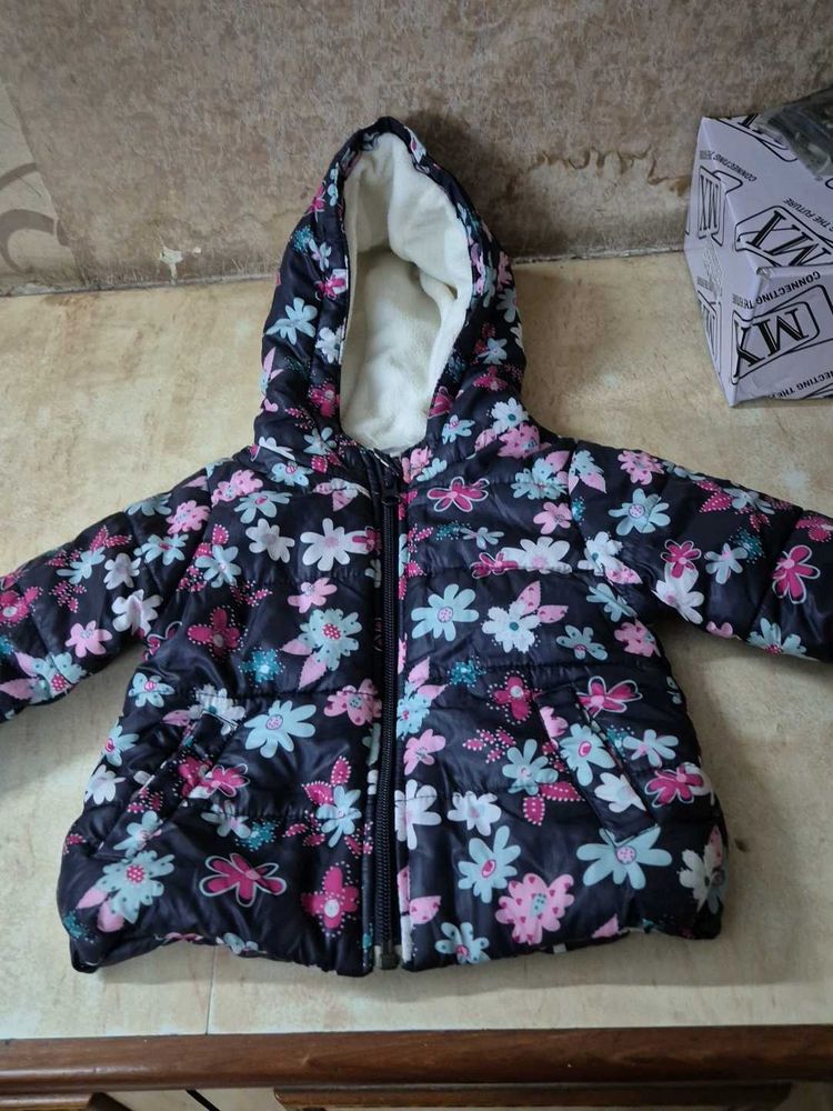 Girls Floral Puffer Jacket