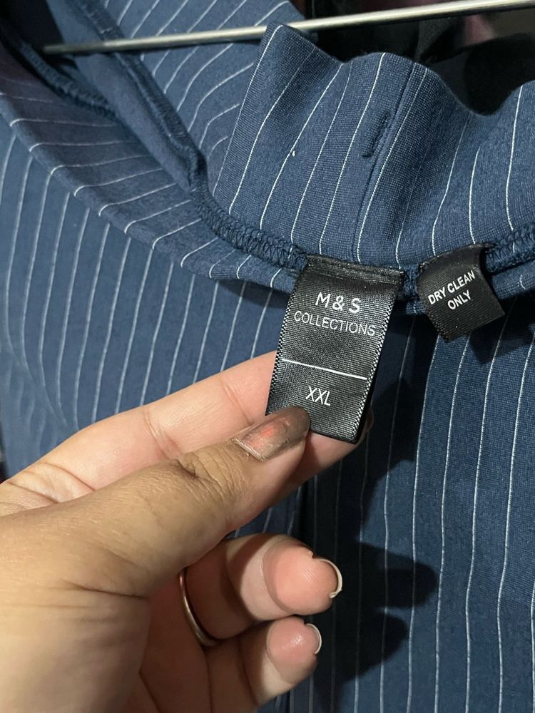 MARKS &amp; SPENCER Striped Blue Pants
