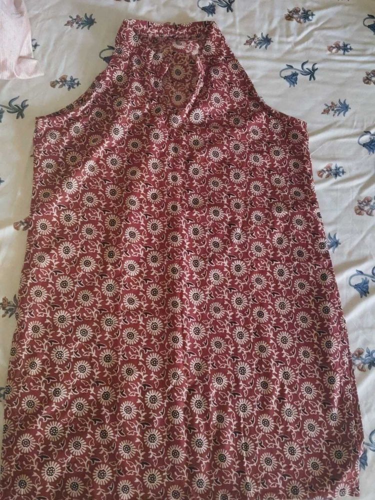 Maroon Floral Print Kurta