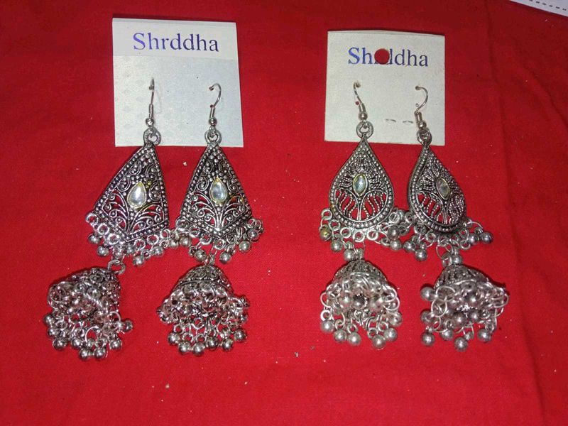 Silver Jhumka Earrings