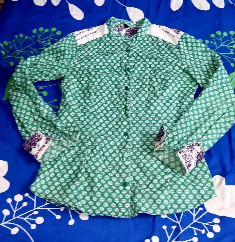 Green Floral Print Shirt