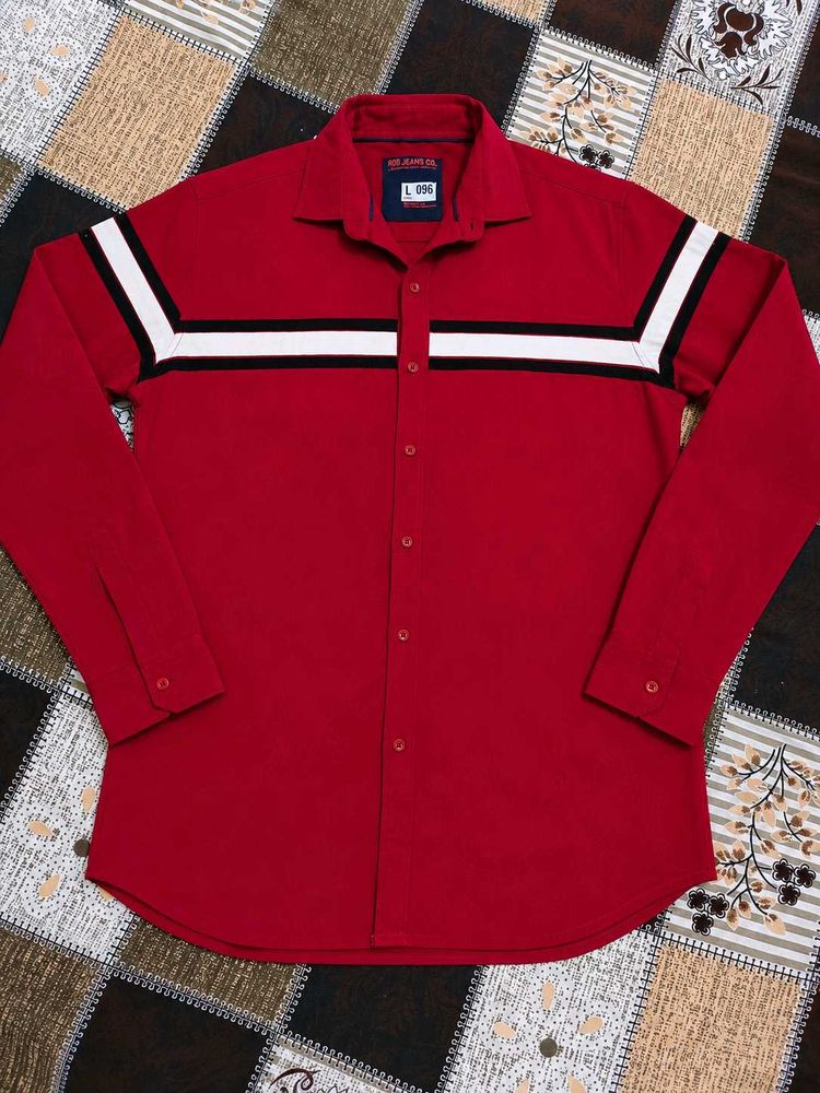 maroon Striped Long Sleeve Shirt