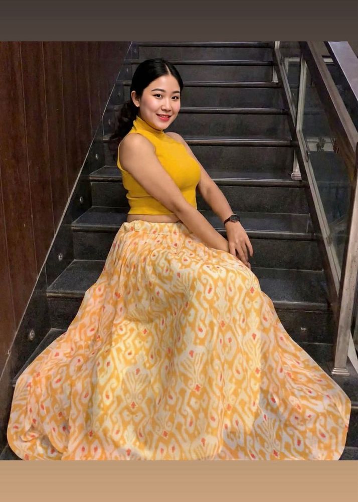 Aliaa bhatt Yellow Printed Maxi Skirt