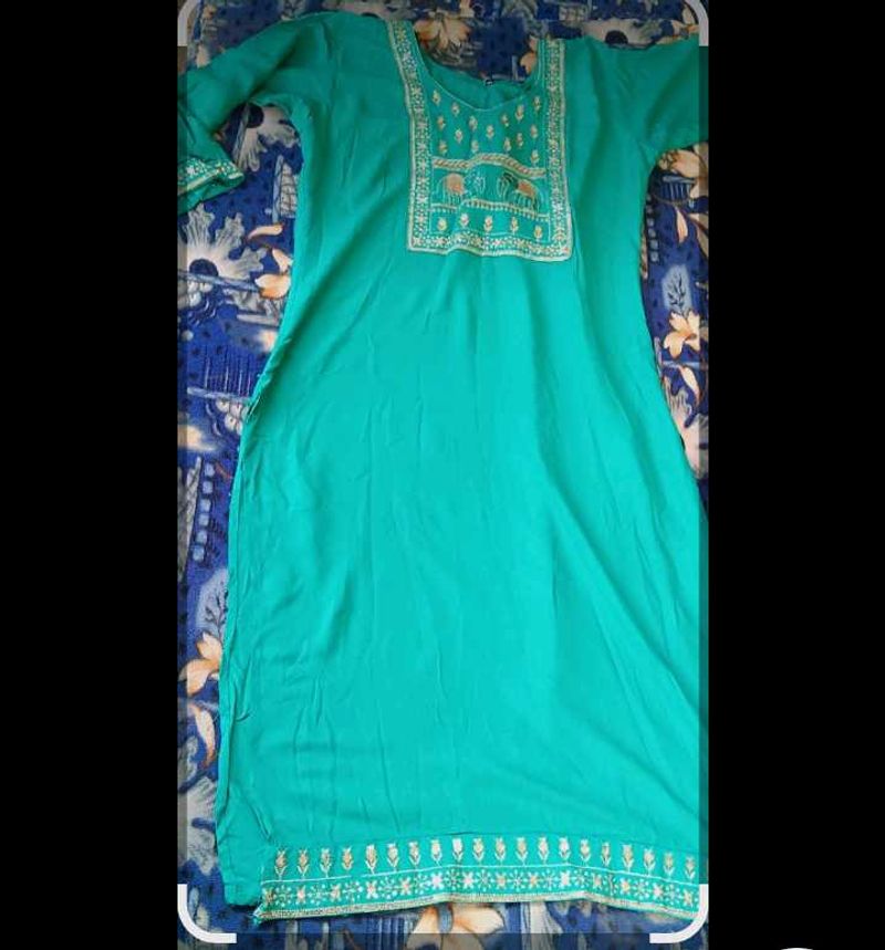 Beautiful Teal Embroidered Kurta